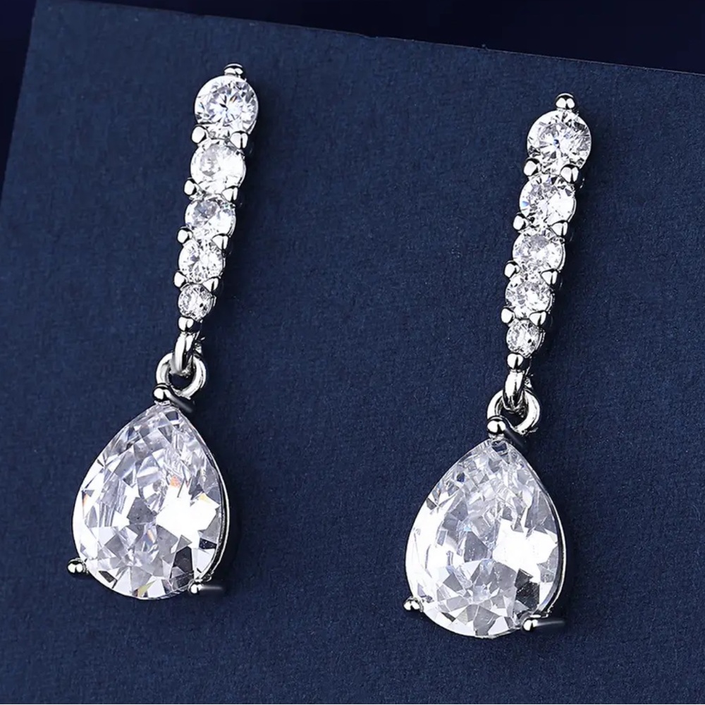 Sterling Silver Cubic Zirconia Drop Earrings